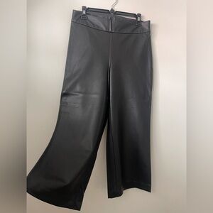 Black Faux Leather Crop Pants